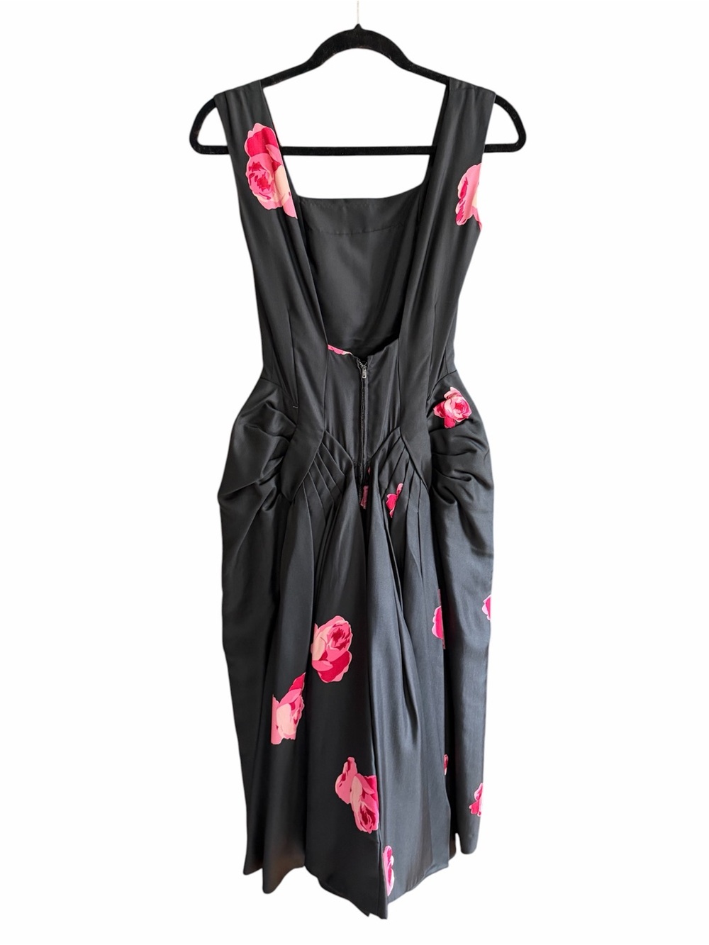 VINTAGE 60s THE FRENCH SHOP Cocktail SIlk Sculptural Draped Pin Up Dress S - Picture 4 of 16